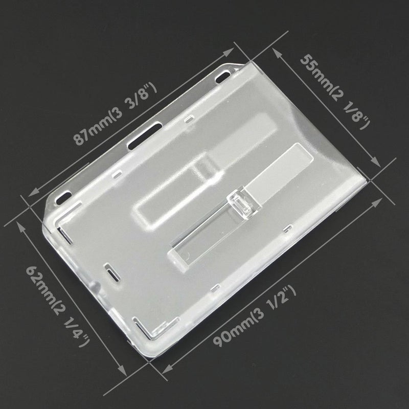 Bluemoona 5 Pcs - Frosted Horizontal Hard Rigid Plastic Business ID Card Badge Holder Out Tab Ejector Slider (Clear) - Image 2